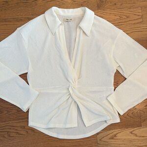 Madewell Cream Twist Front Shirt